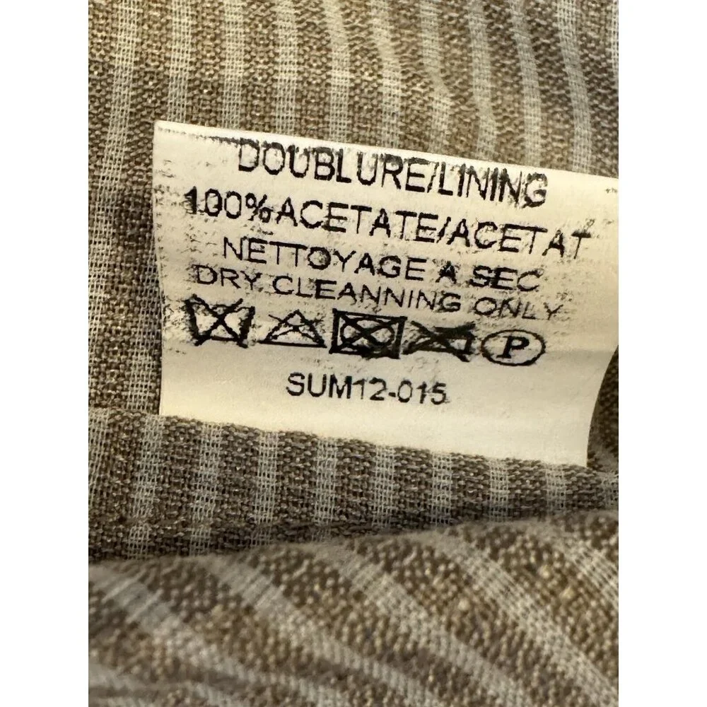 AMBALI Paris Dress US Size 10 Striped Pleated Taupe White Made in France Size 42 - Picture 11 of 12